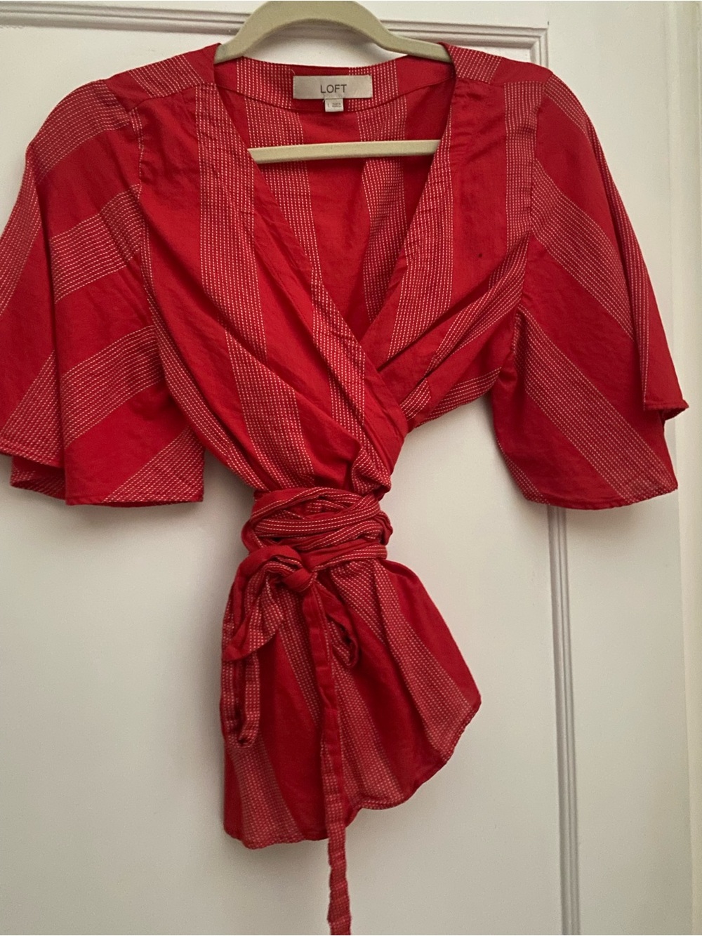LOFT Red Striped Top